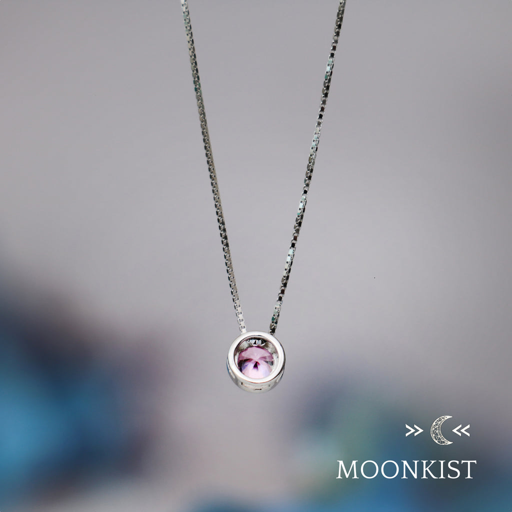 Sterling Silver Dainty Pink Tourmaline CZ Floating Pendant  | Moonkist Designs