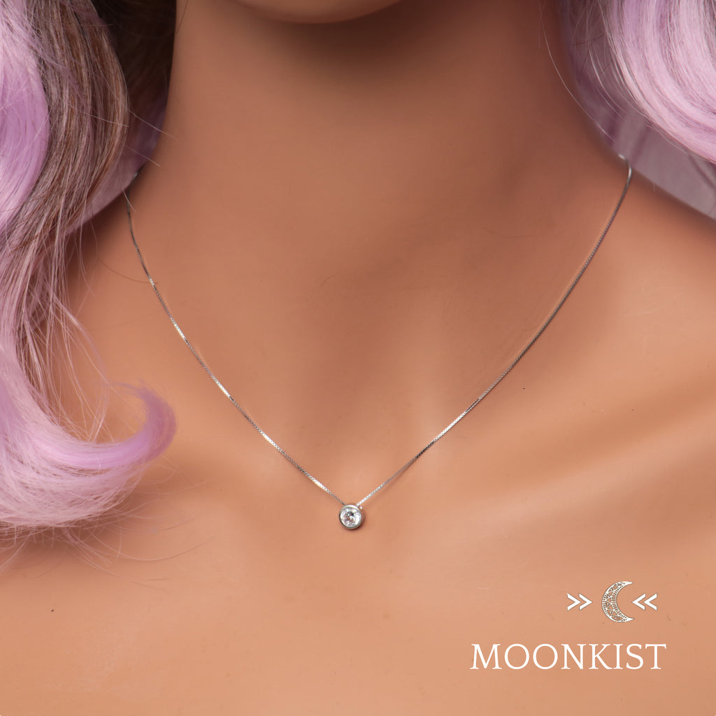Sterling Silver Dainty Clear CZ Floating Pendant | Moonkist Designs