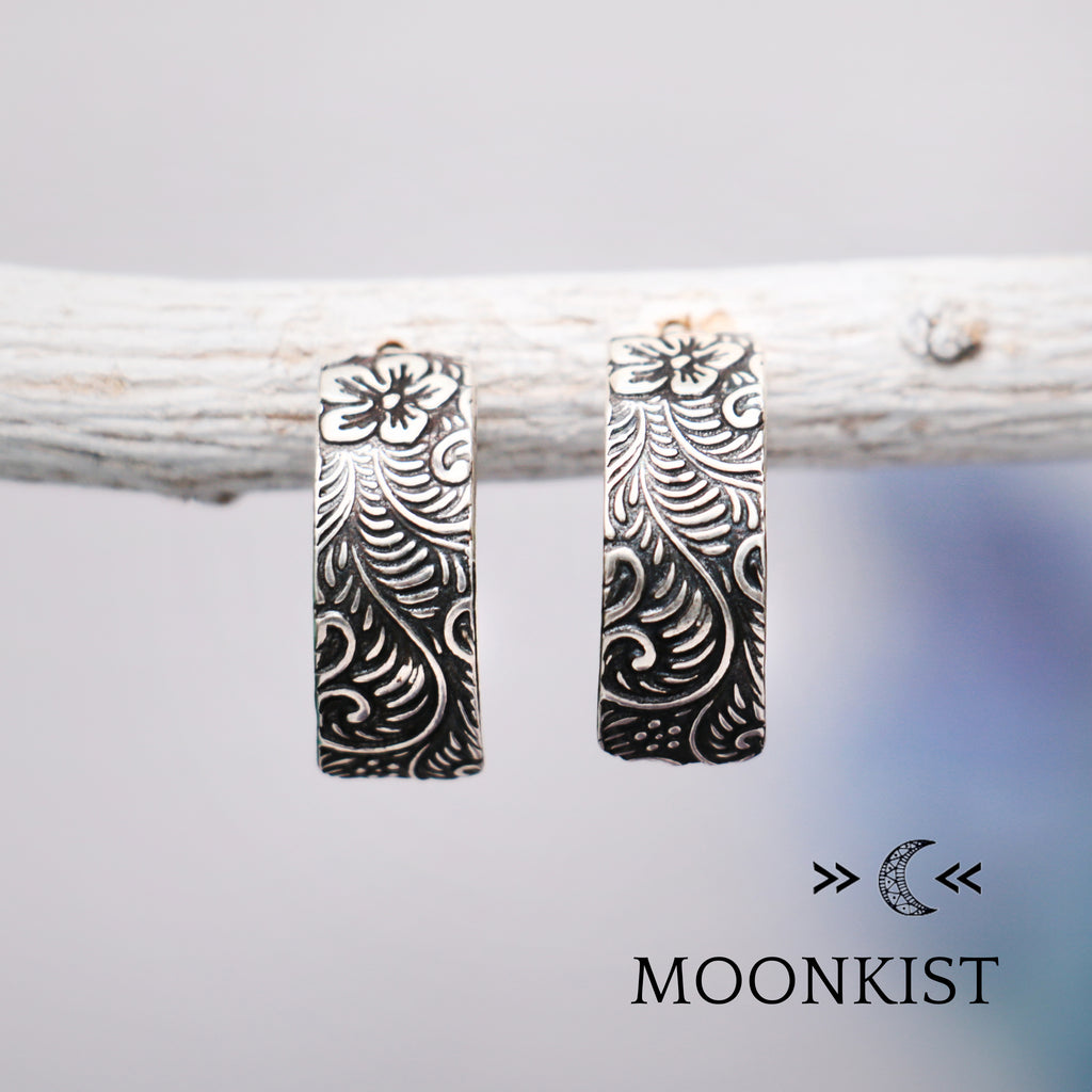 Sterling Silver Textured Half Hoops  | Moonkist Designs | Moonkist Designs