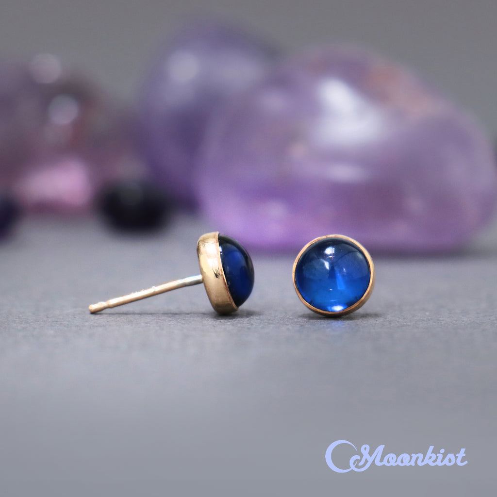 Gold Filled Blue Sapphire Stud Earrings  | Moonkist Designs | Moonkist Designs