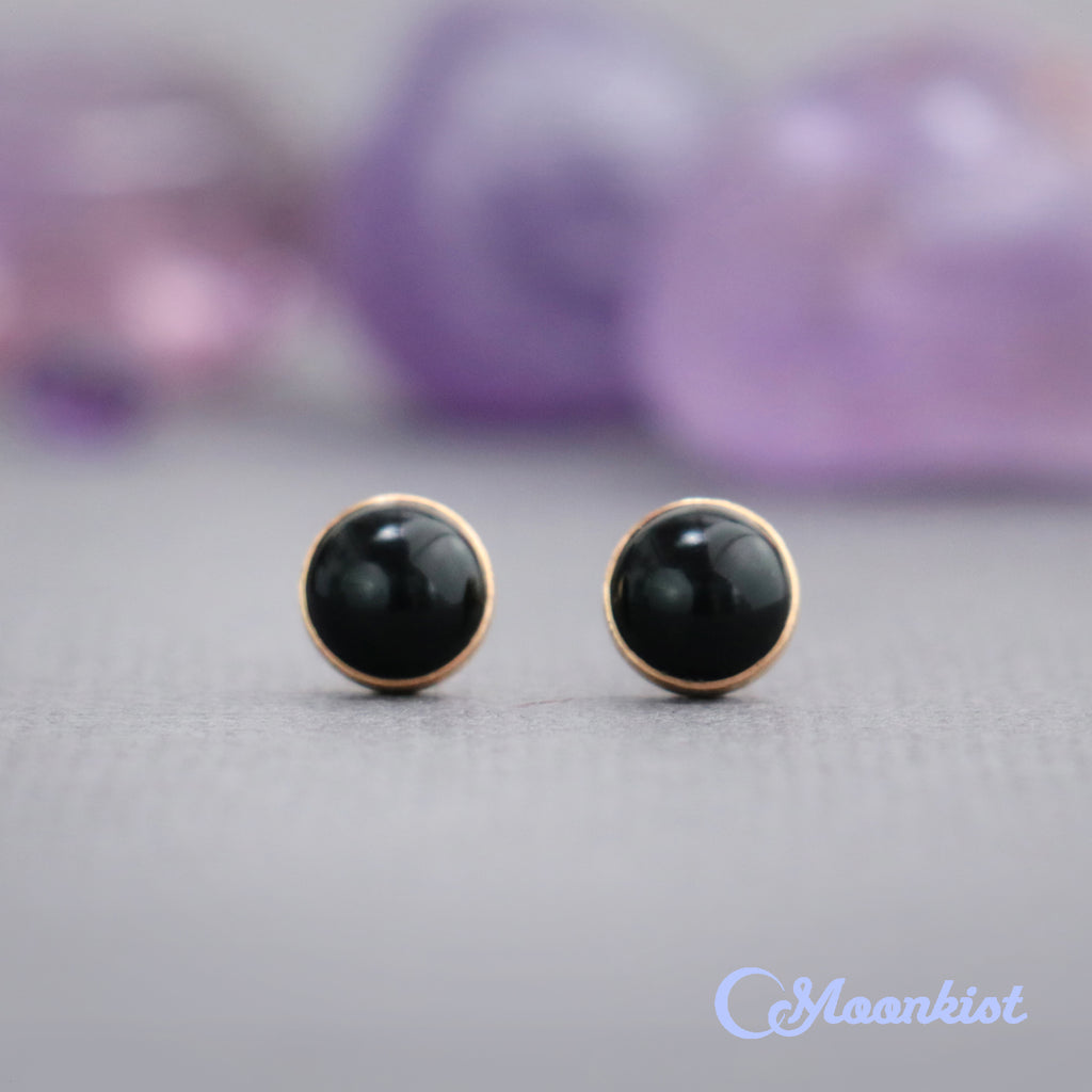 Gold Filled Black Onyx Stud Earrings  | Moonkist Designs | Moonkist Designs