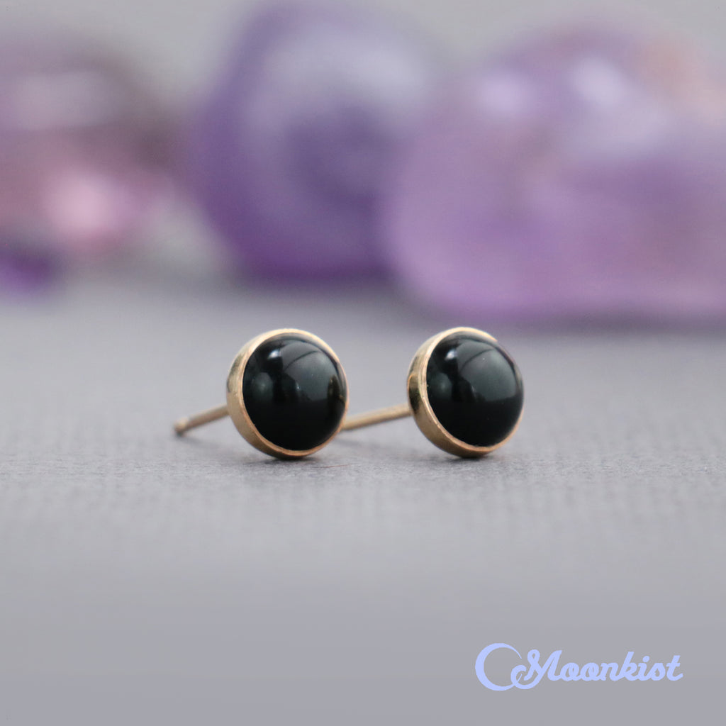 Gold Filled Black Onyx Stud Earrings  | Moonkist Designs | Moonkist Designs