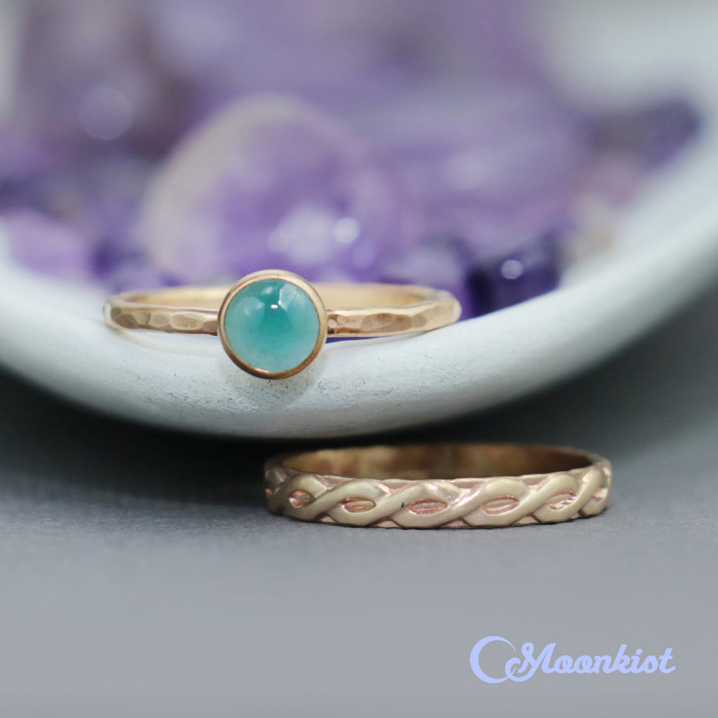 Dainty Aquamarine Gold Filled Ring Set | Moonkist Designs | Moonkist Designs