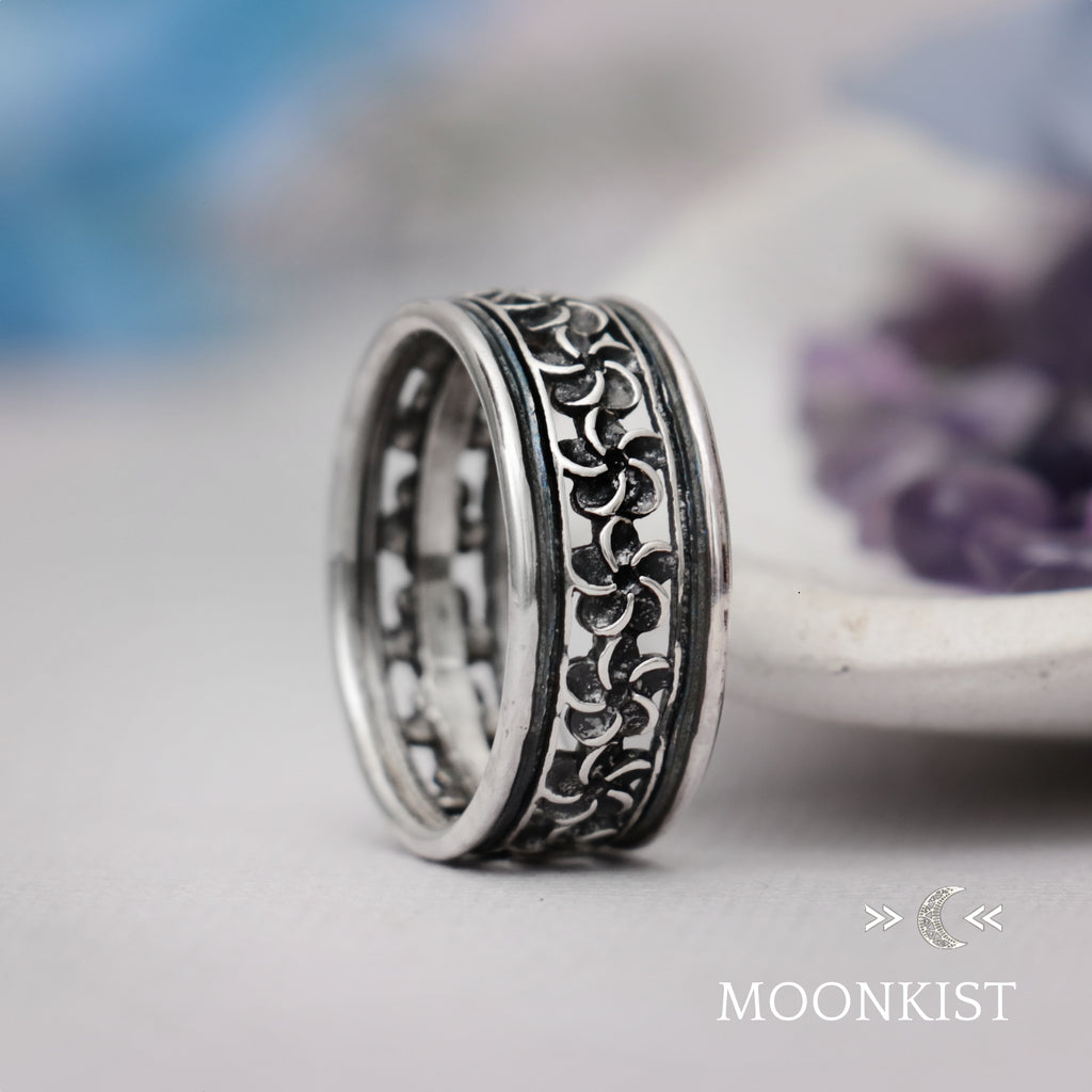 Wide Periwinkle Flower Wedding Band | Moonkist Designs | Moonkist Designs