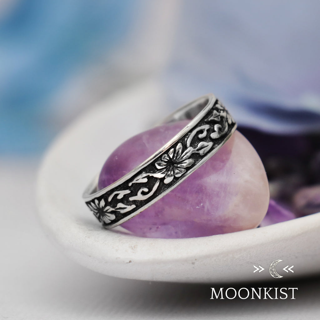 Morning Glory Flower Wedding Band  | Moonkist Designs | Moonkist Designs
