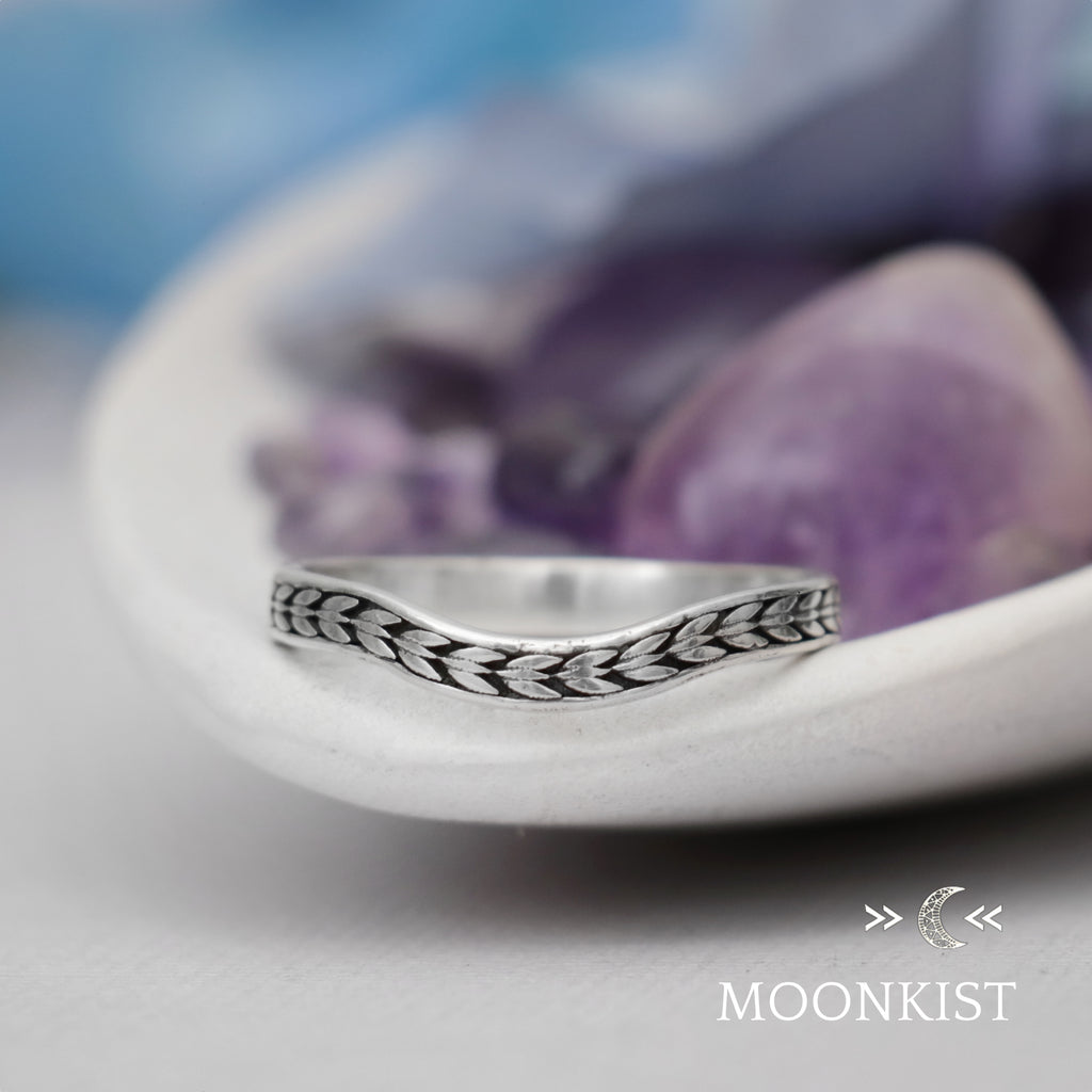 Sterling Silver Engraved Chevron Curved wedding band  | Moonkist Designs | Moonkist Designs