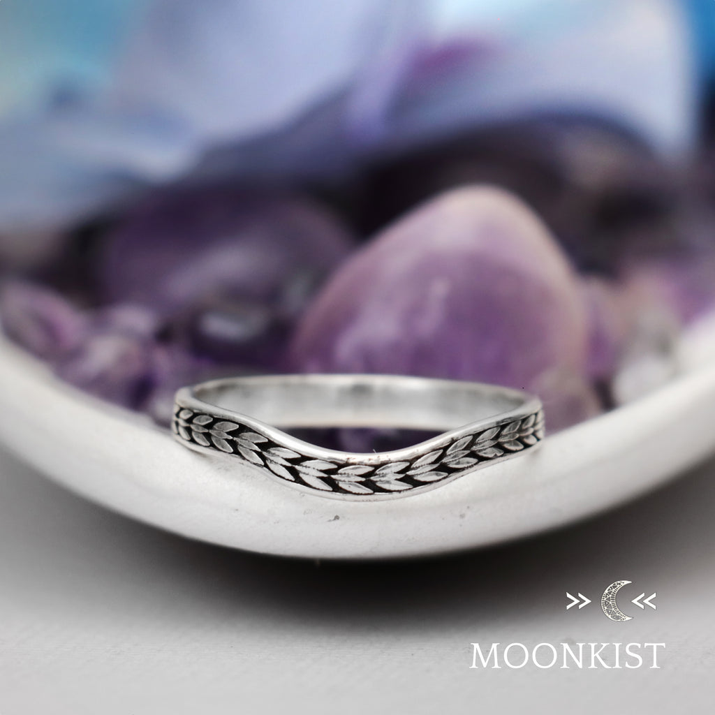 Sterling Silver Engraved Chevron Curved wedding band  | Moonkist Designs | Moonkist Designs