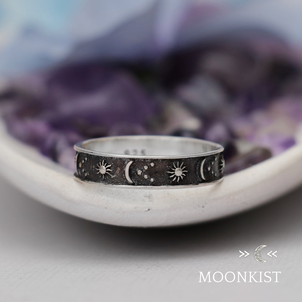 Celestial Sterling Silver Narrow Wedding Ring | Moonkist Designs | Moonkist Designs