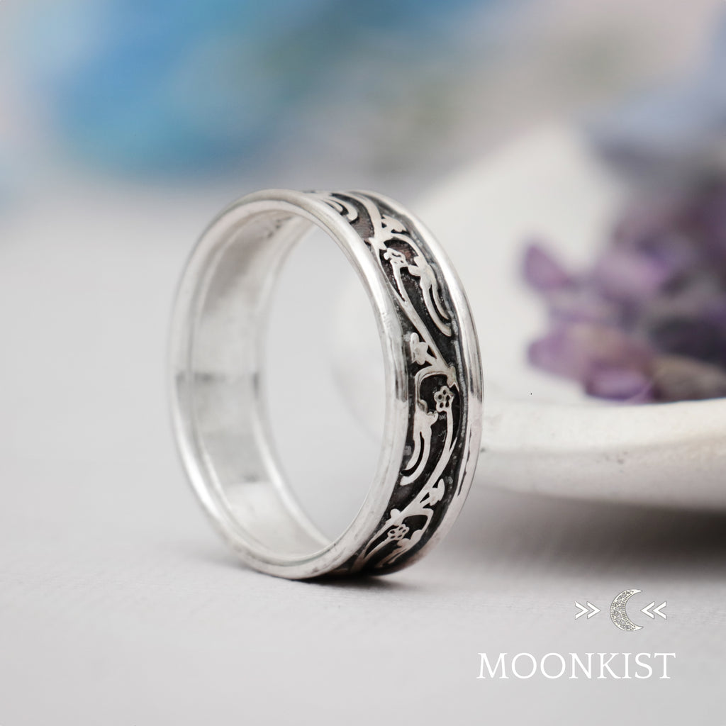 Vintage Vine Wide Wedding Band Ring | Moonkist Designs | Moonkist Designs