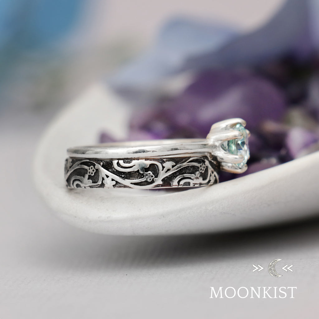 Sterling Silver Nature Vine Engagement Ring Set  | Moonkist Designs | Moonkist Designs