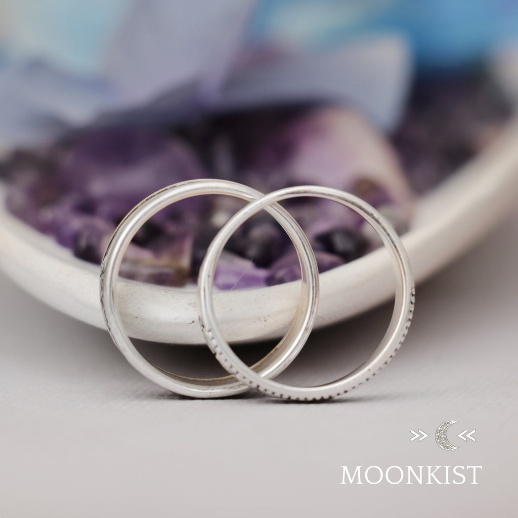 Sterling Silver Laurel Leaf Crown Wedding Band Set | Moonkist Designs | Moonkist Designs