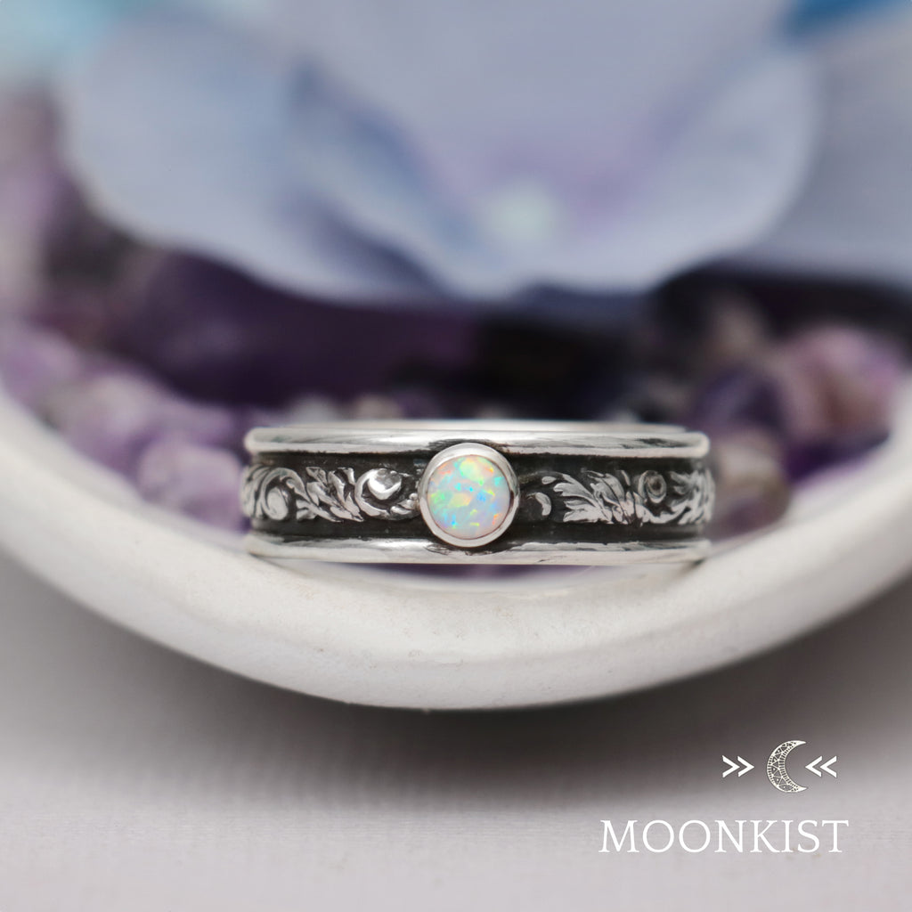 Sterling Silver Mens Opal Promise Ring | Moonkist Designs