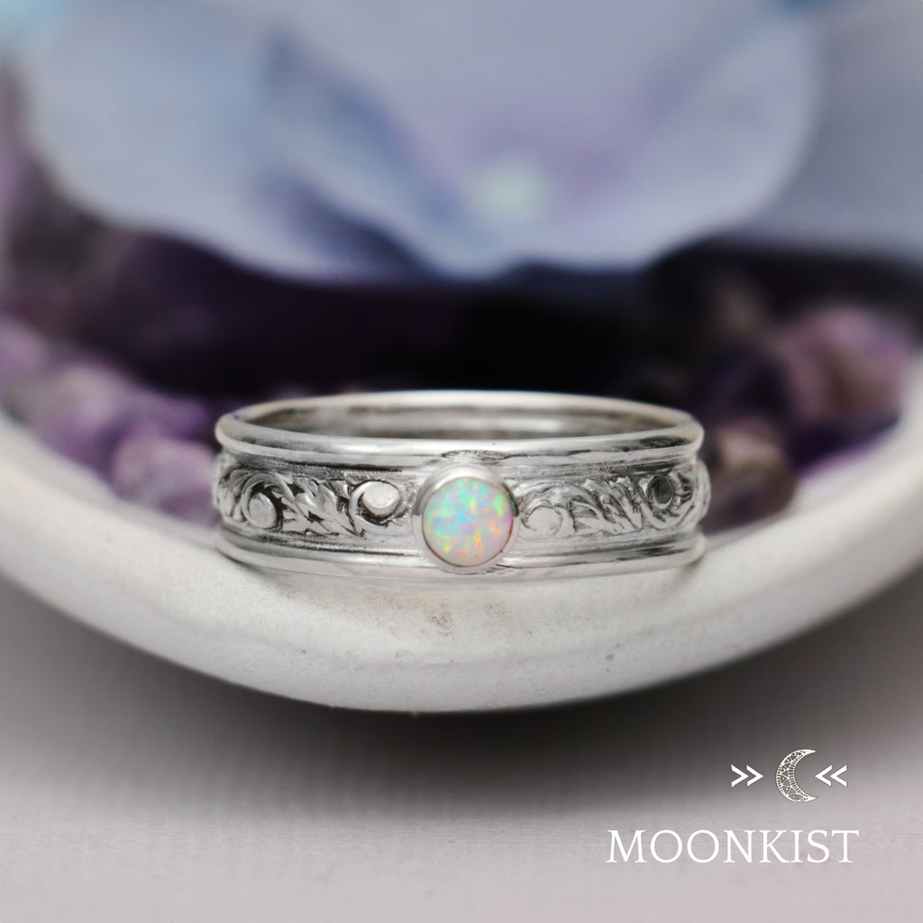Sterling Silver Mens Opal Promise Ring | Moonkist Designs