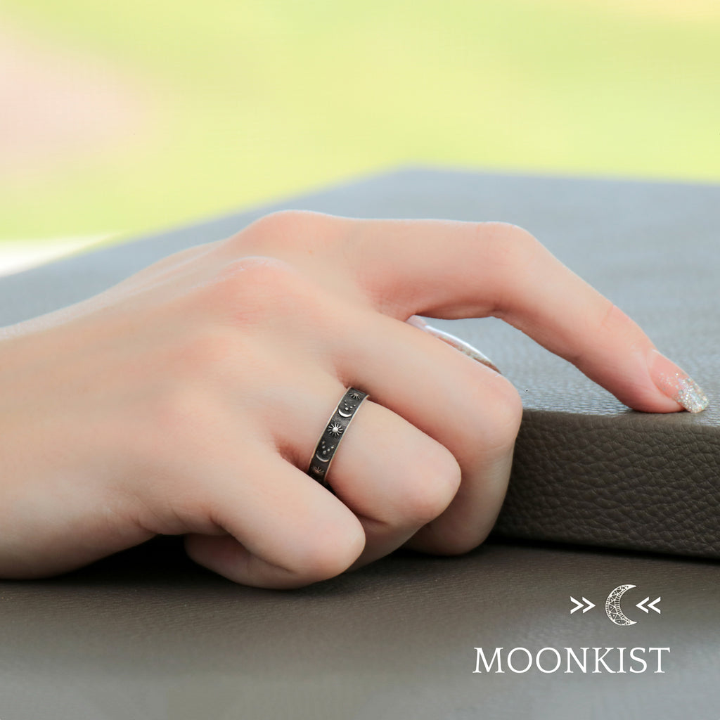 Celestial Sterling Silver Narrow Wedding Ring | Moonkist Designs | Moonkist Designs