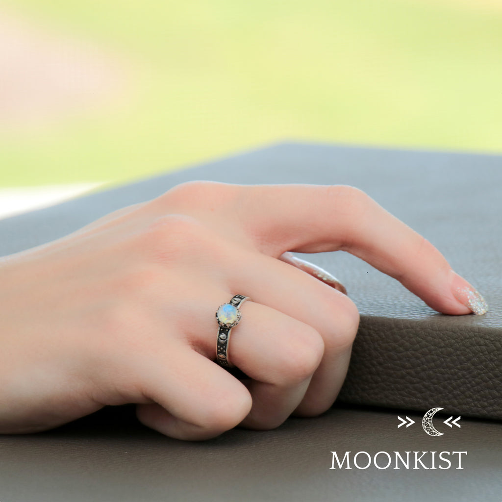 Silver Sun and Moon Engagement Promise Ring | Moonkist Designs | Moonkist Designs