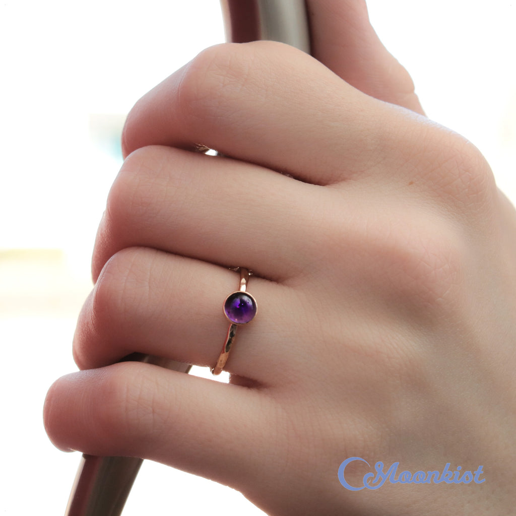 Delicate 14 K Gold Filled Amethyst Stacking Promise Ring | Moonkist Designs