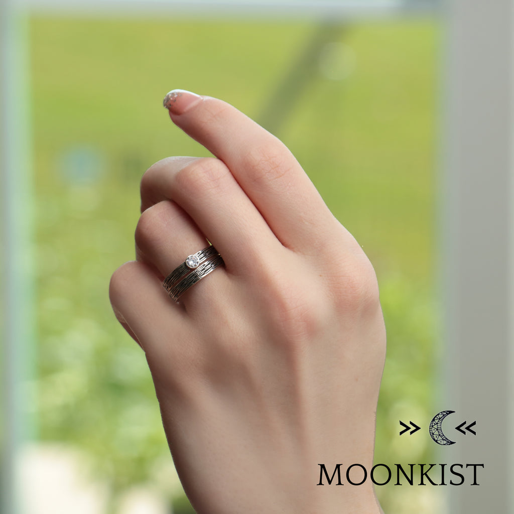 Nature Inspired Tree Bark Bezel Engagement Ring  | Moonkist Designs | Moonkist Designs
