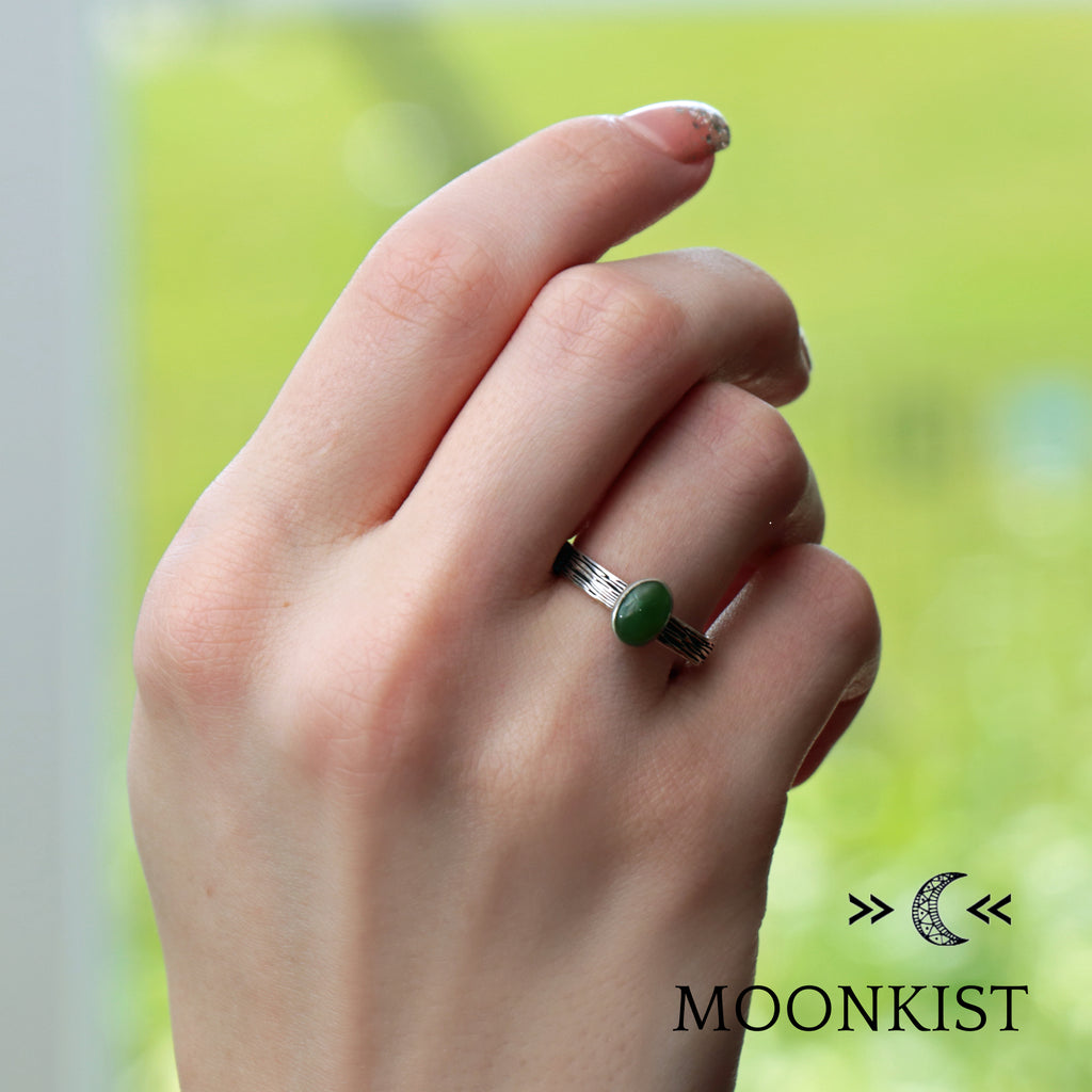 Oval Tree Bark Gemstone Silver Ring  | Moonkist Designs | Moonkist Designs