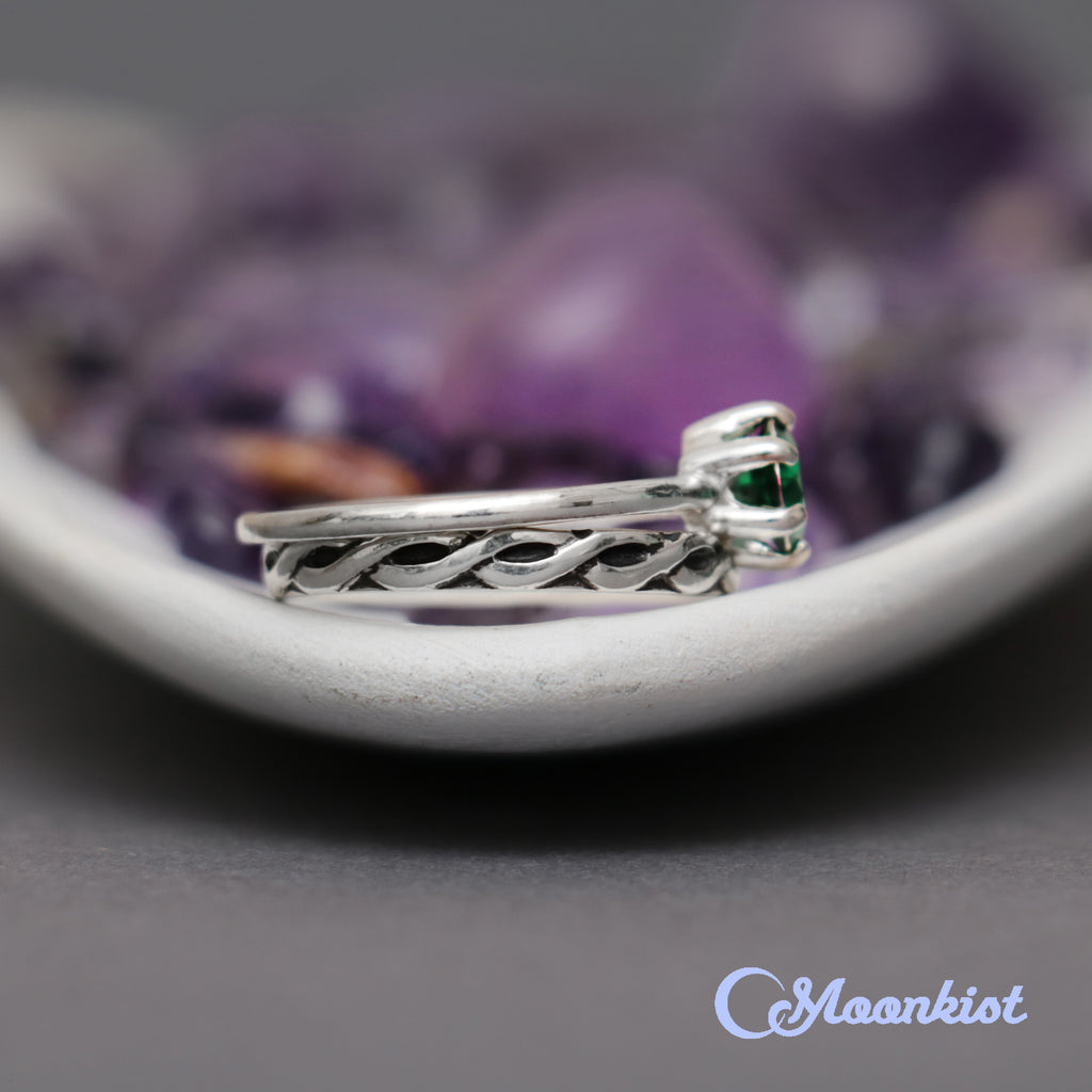 Silver Classic Solitaire Engagement Ring with Celtic Band | Moonkist Designs | Moonkist Designs