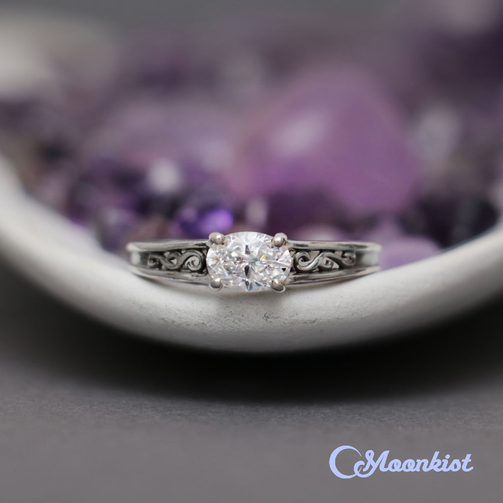 Oval Shaped Moissanite Engagement Ring | Moonkist Designs | Moonkist Designs
