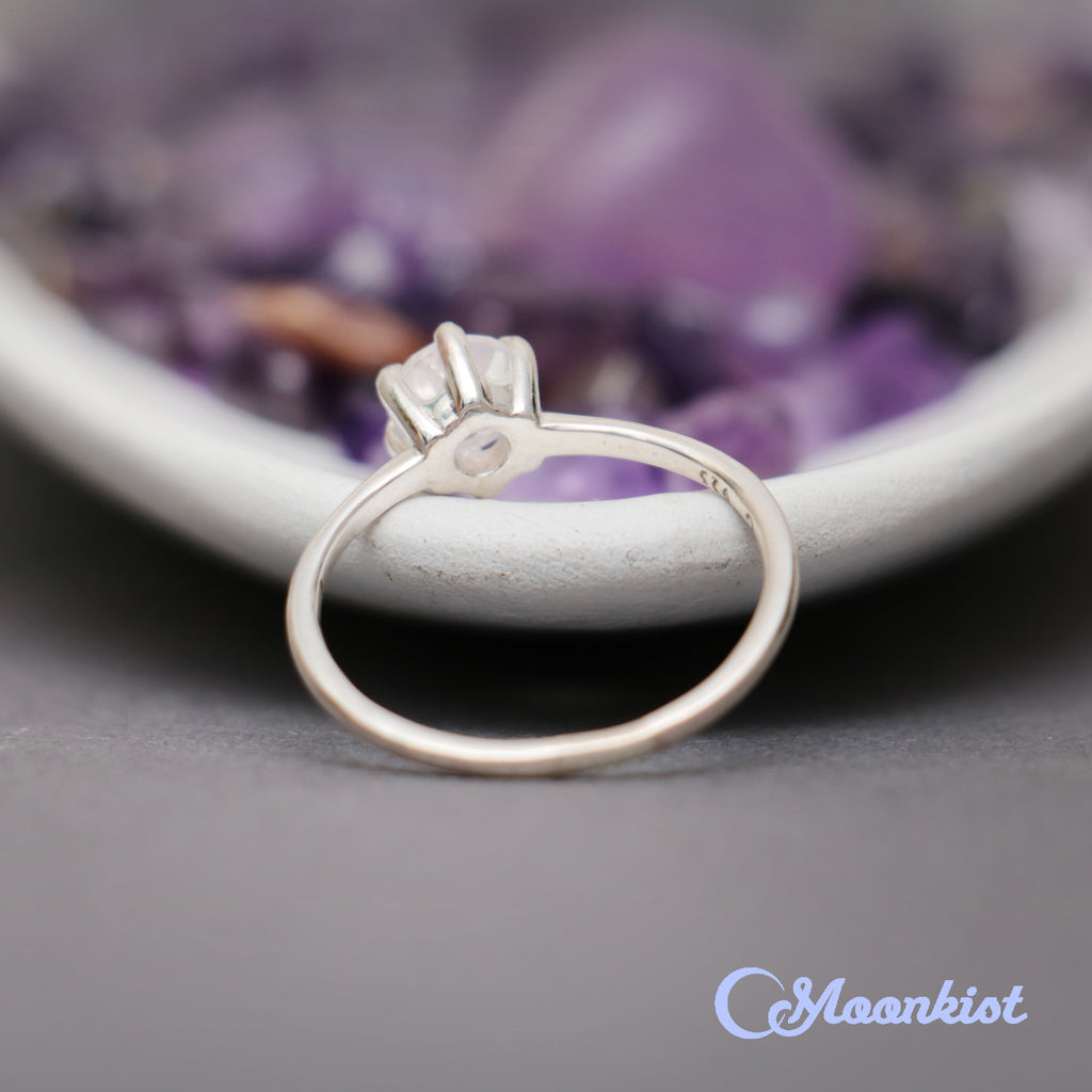 Classic Silver Lavender Moon Quartz Solitaire Gemstone Ring | Moonkist Designs | Moonkist Designs