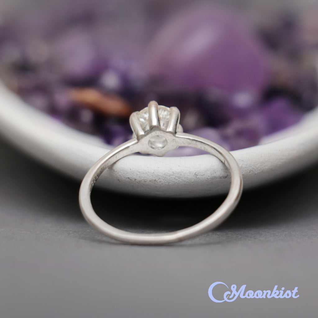 Classic Silver White Sapphire Solitaire Gemstone Ring | Moonkist Designs | Moonkist Designs
