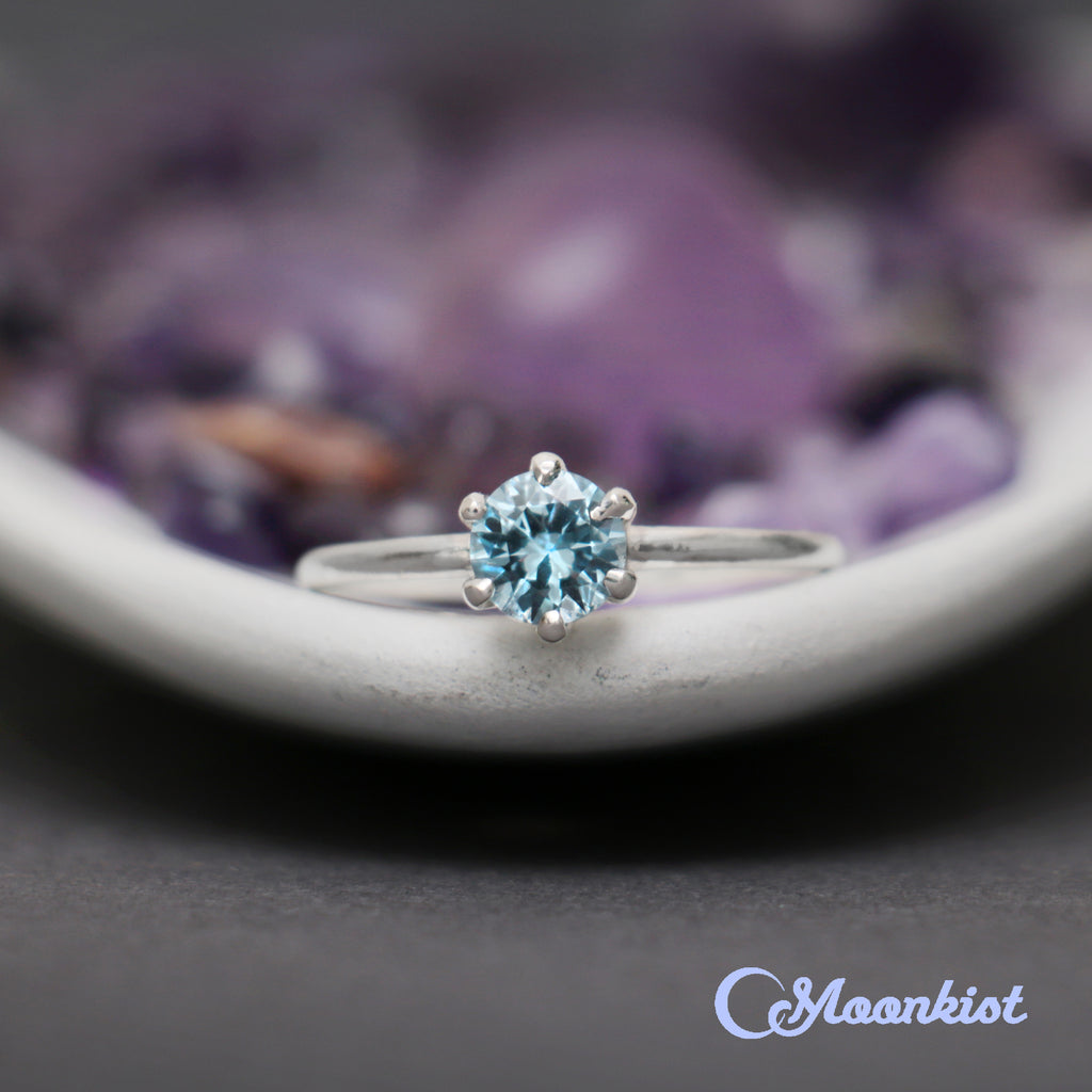 Cyan Blue Spinel Women's Solitaire Ring  | Moonkist Designs | Moonkist Designs