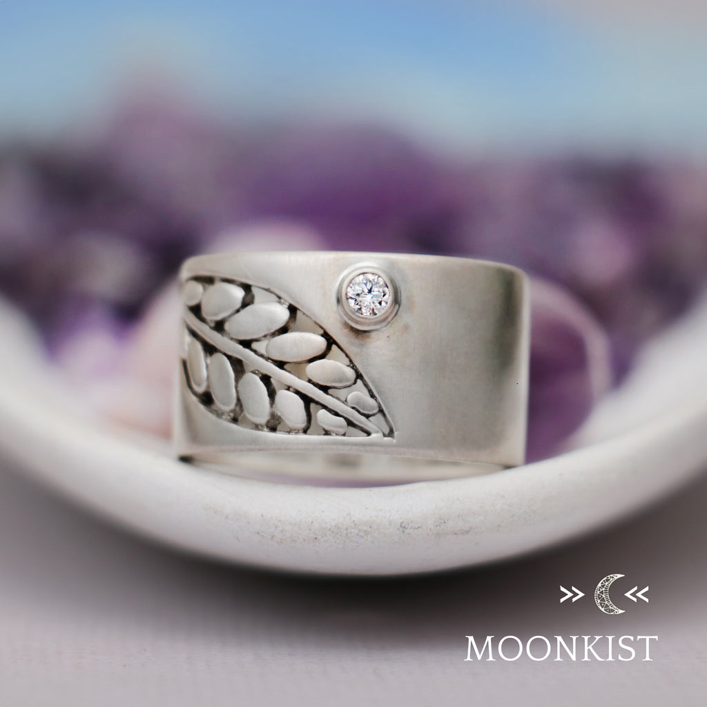Nontraditional Leaf Wedding Band | Moonkist Designs | Moonkist Designs
