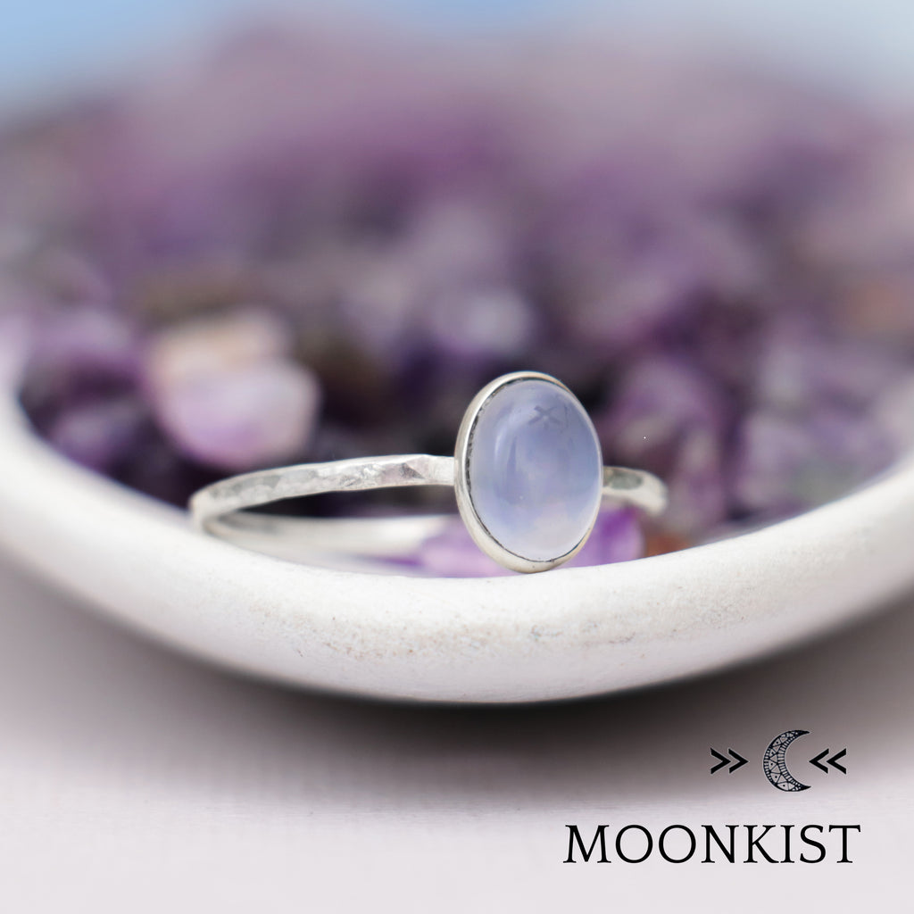 Periwinkle Blue Chalcedony Oval Ring | Moonkist Designs | Moonkist Designs