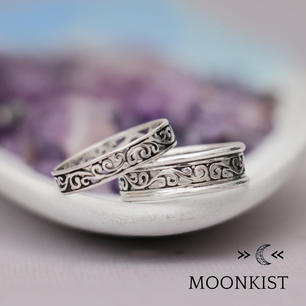 Lace Filigree Wedding Band Set | Moonkist Designs | Moonkist Designs