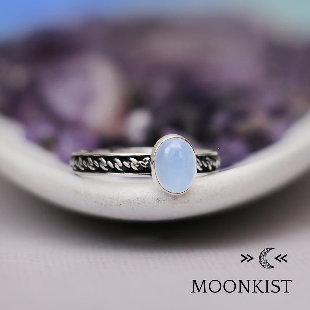 Oval Blue Chalcedony Cabochon Ring  | Moonkist Designs | Moonkist Designs