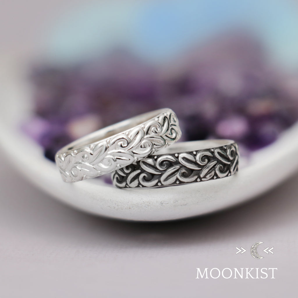 Botanical Leaf Pattern Wedding Band | Moonkist Designs | Moonkist Designs
