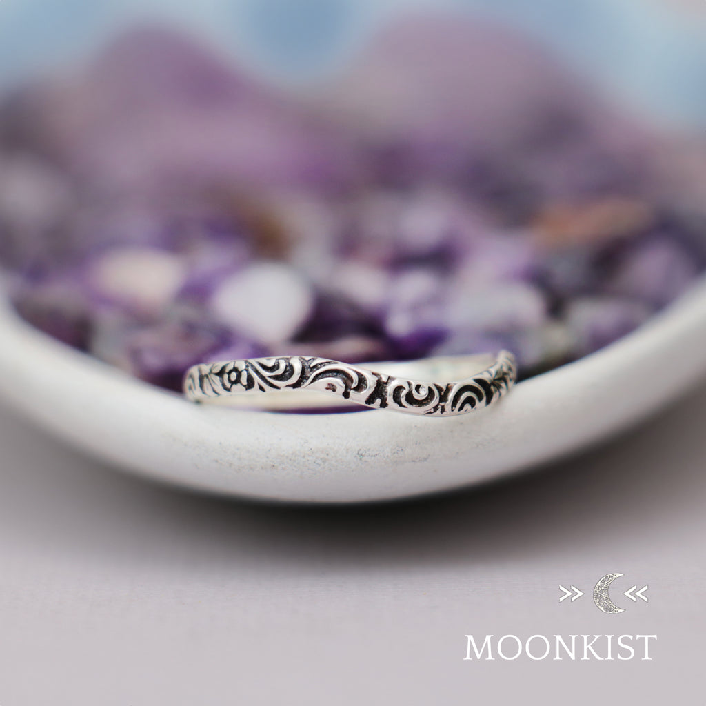 Dainty Paisley Curved Wedding Band | Moonkist Designs