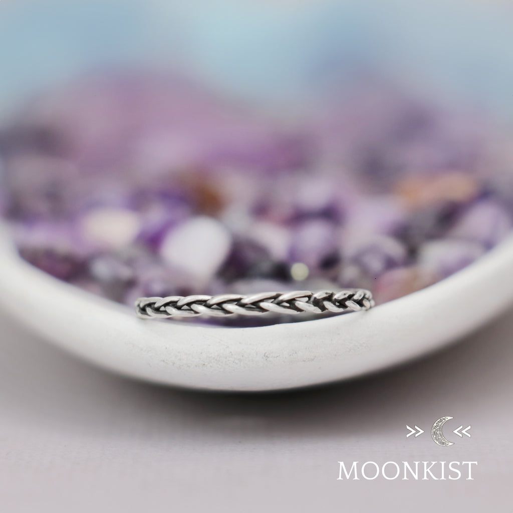 Tiny Braided Silver Wedding Band | Moonkist Designs | Moonkist Designs