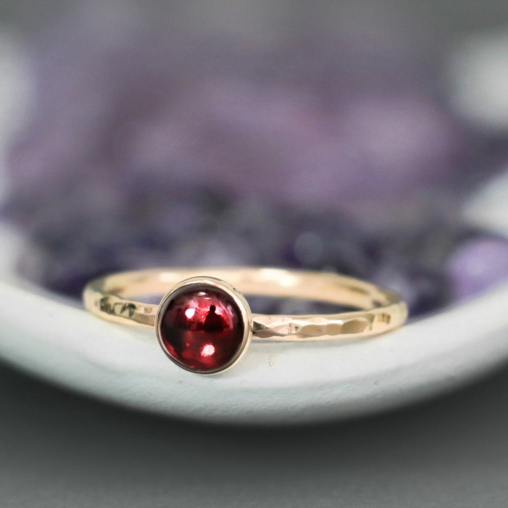 Delicate 14 K Gold Filled Garnet Stacking Promise Ring | Moonkist Designs