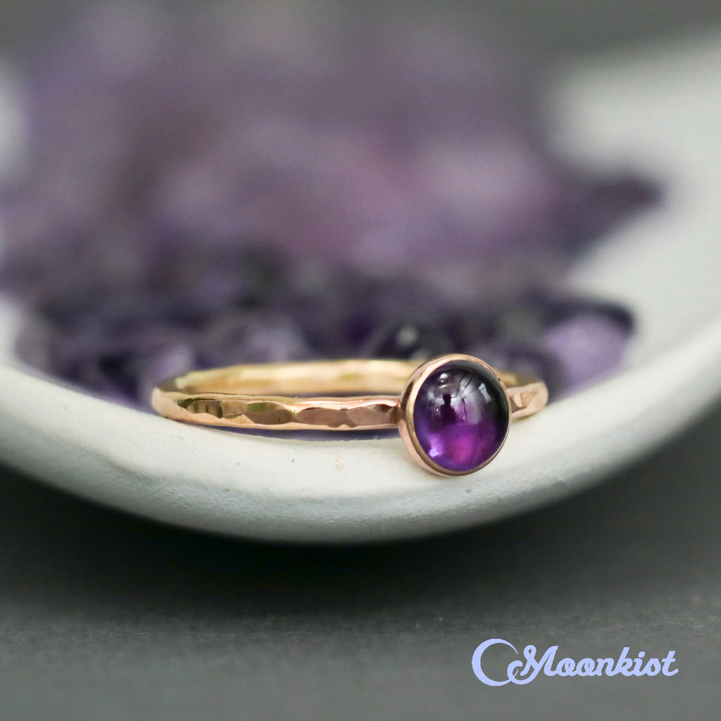 Delicate 14 K Gold Filled Amethyst Stacking Promise Ring | Moonkist Designs