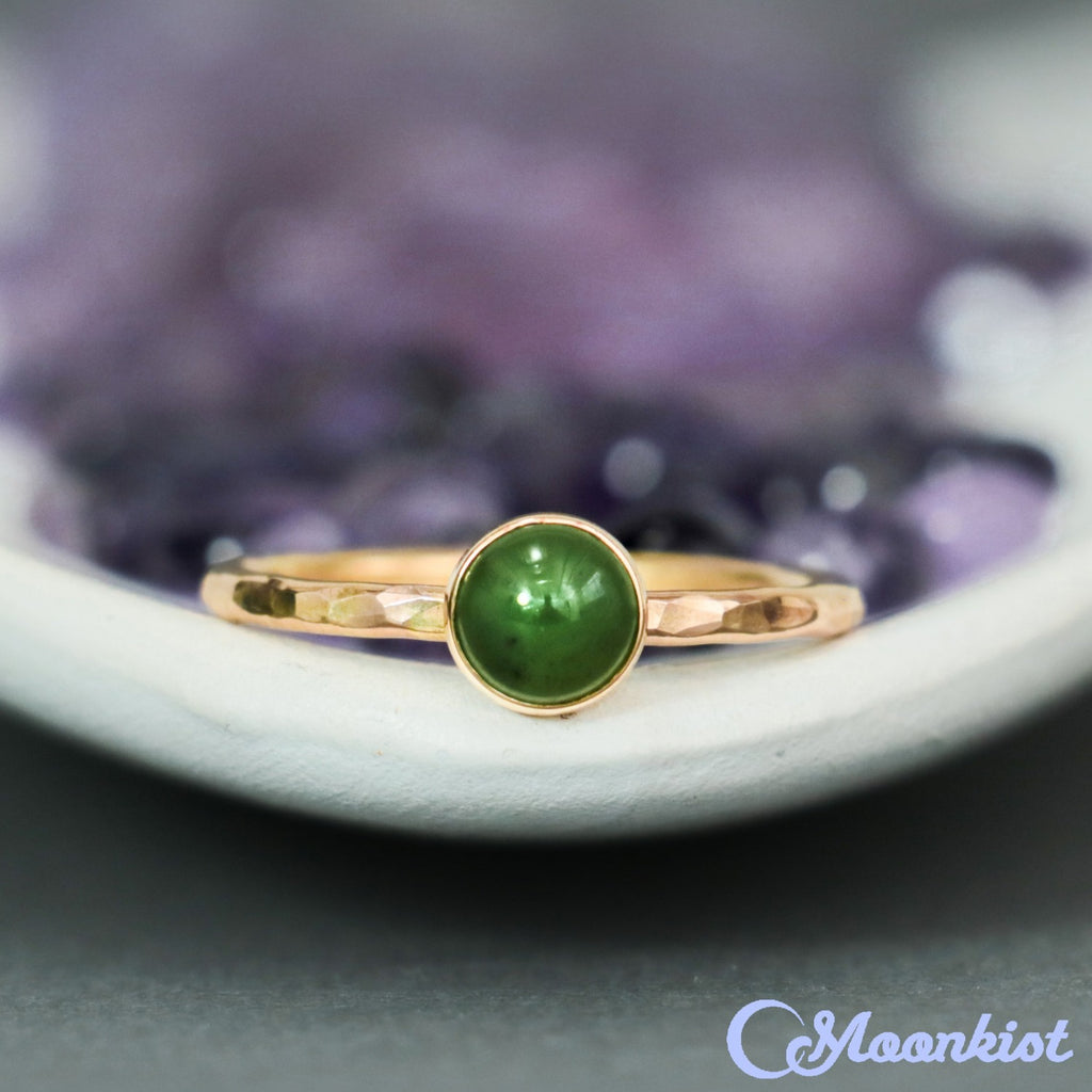 Delicate 14 K Gold Filled Jade Stacking Promise Ring | Moonkist Designs