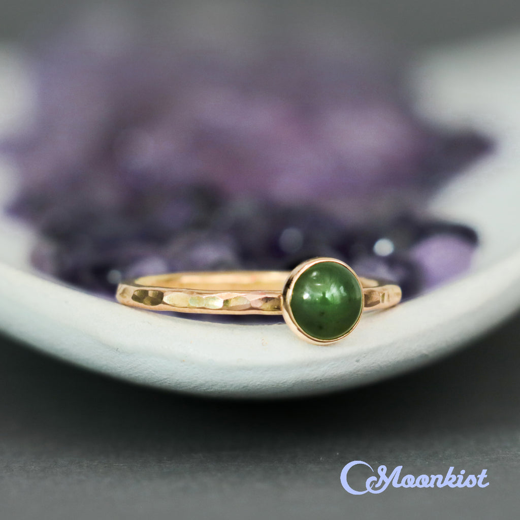 Delicate 14 K Gold Filled Jade Stacking Promise Ring | Moonkist Designs