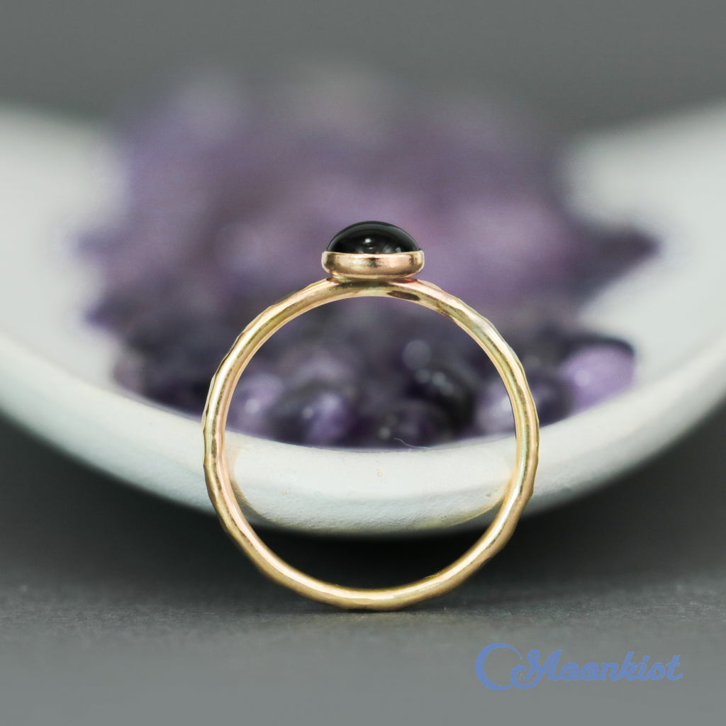 Delicate 14 K Gold Filled Black Onyx Stacking Promise Ring | Moonkist Designs
