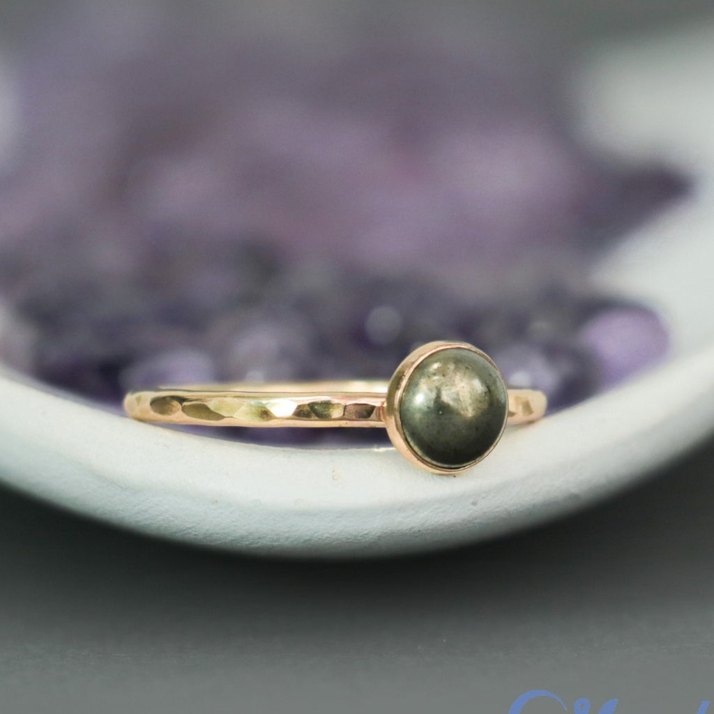 Delicate 14 K Gold Filled Pyrite Stacking Promise Ring | Moonkist Designs