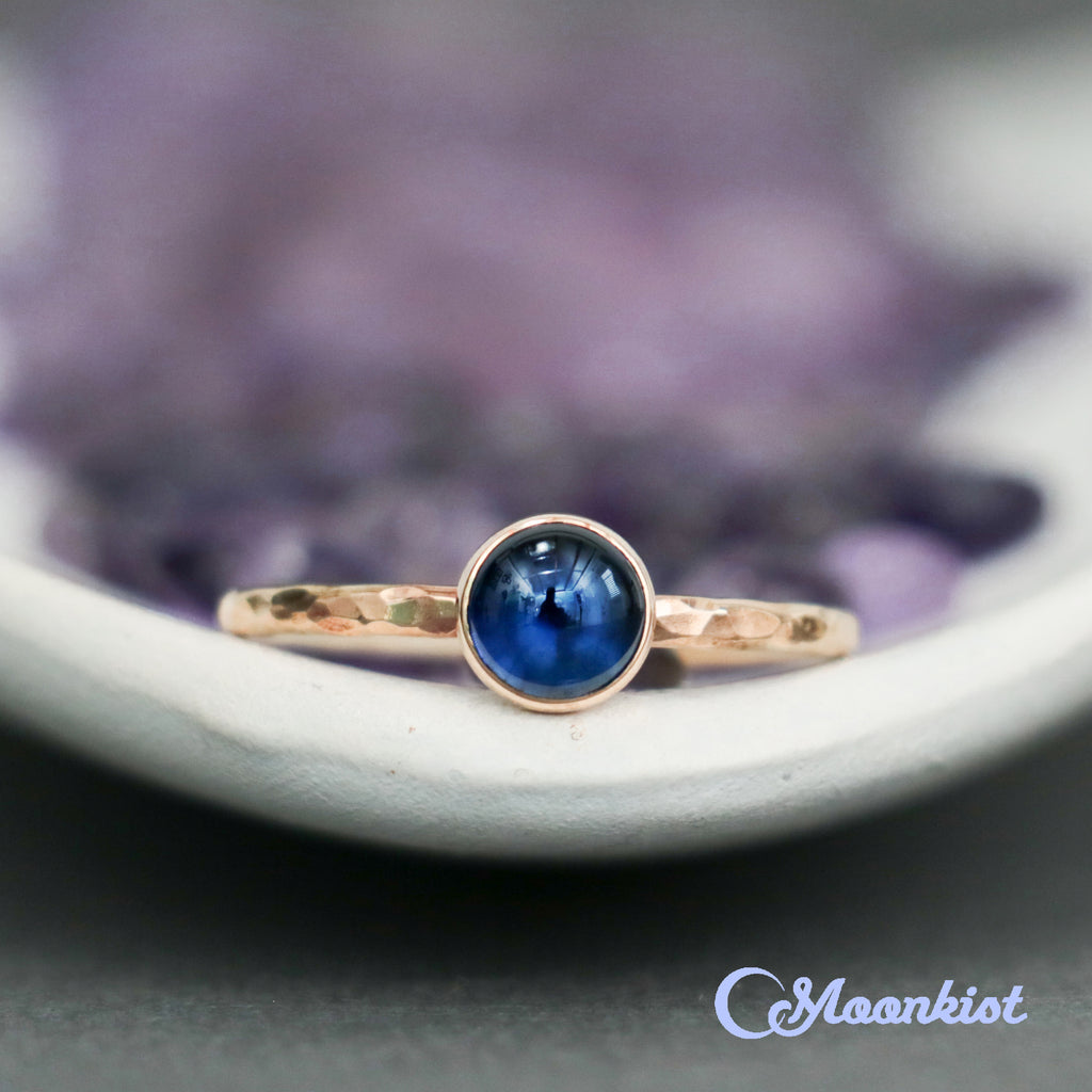 Delicate 14 K Gold Filled Blue Sapphire Stacking Promise Ring | Moonkist Designs