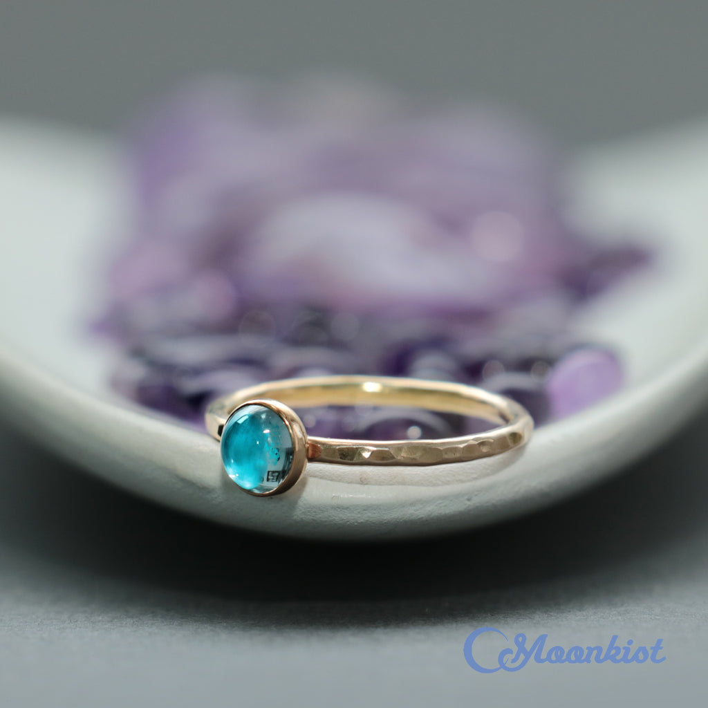 Delicate 14 K Gold Filled Blue Topaz Stacking Promise Ring | Moonkist Designs