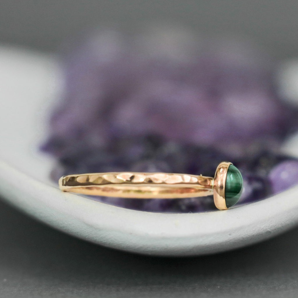Delicate 14 K Gold Filled Malachite Stacking Promise Ring | Moonkist Designs