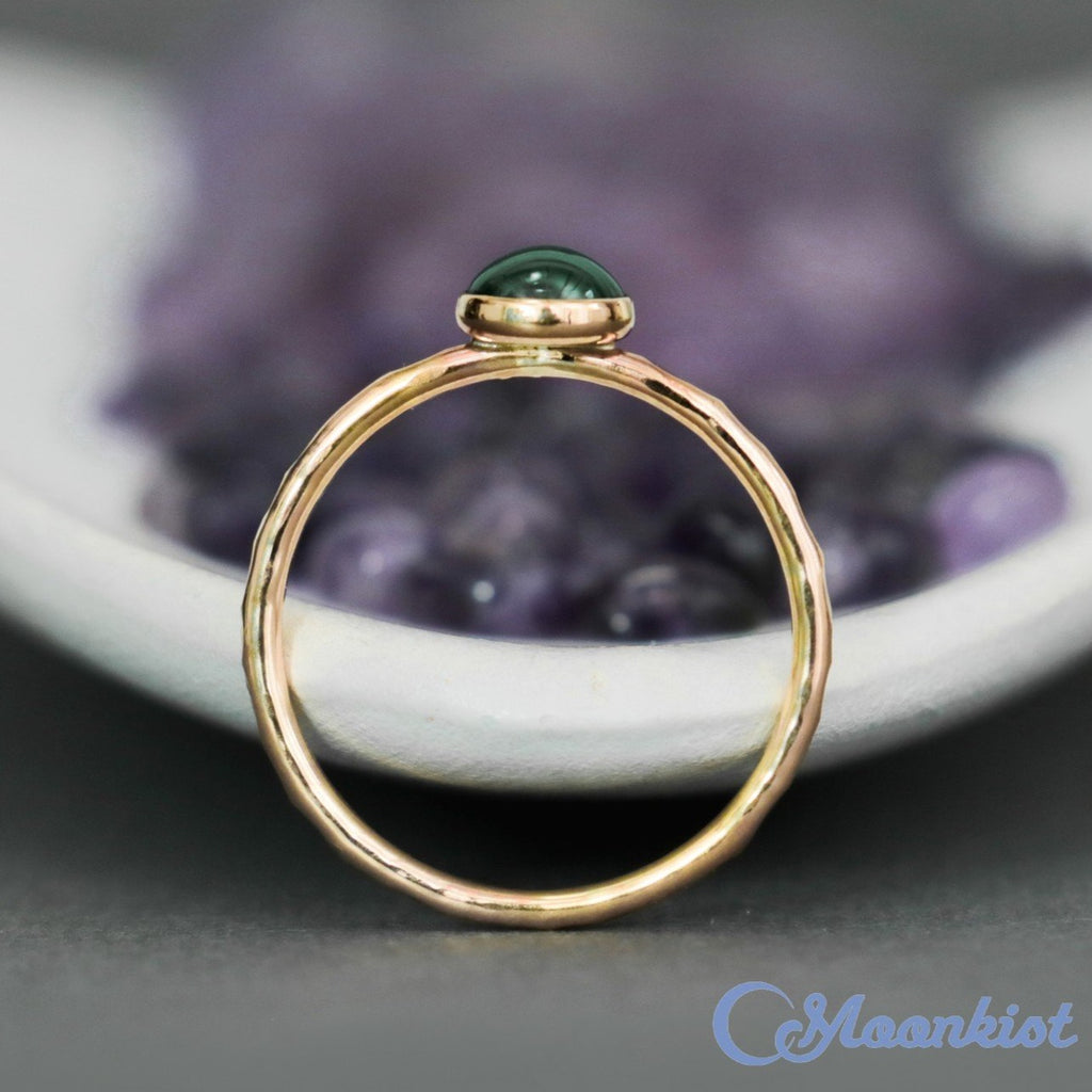 Delicate 14 K Gold Filled Malachite Stacking Promise Ring | Moonkist Designs