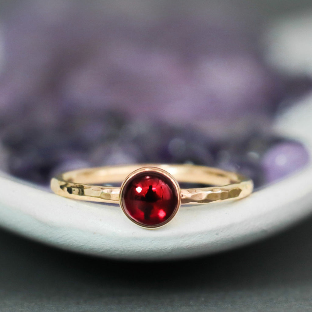 Delicate 14 K Gold Filled Garnet Stacking Promise Ring | Moonkist Designs
