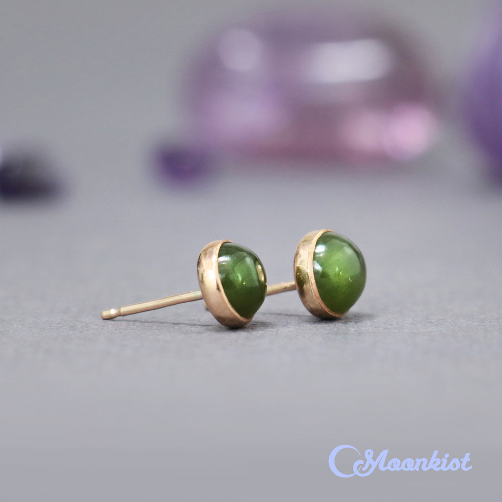 14K Gold Filled Jade Small Stud Earrings  | Moonkist Designs
