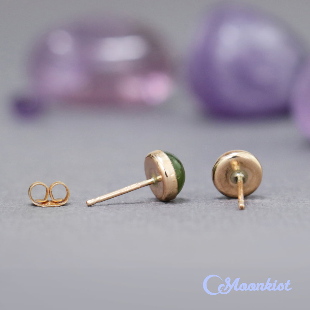 14K Gold Filled Jade Small Stud Earrings  | Moonkist Designs