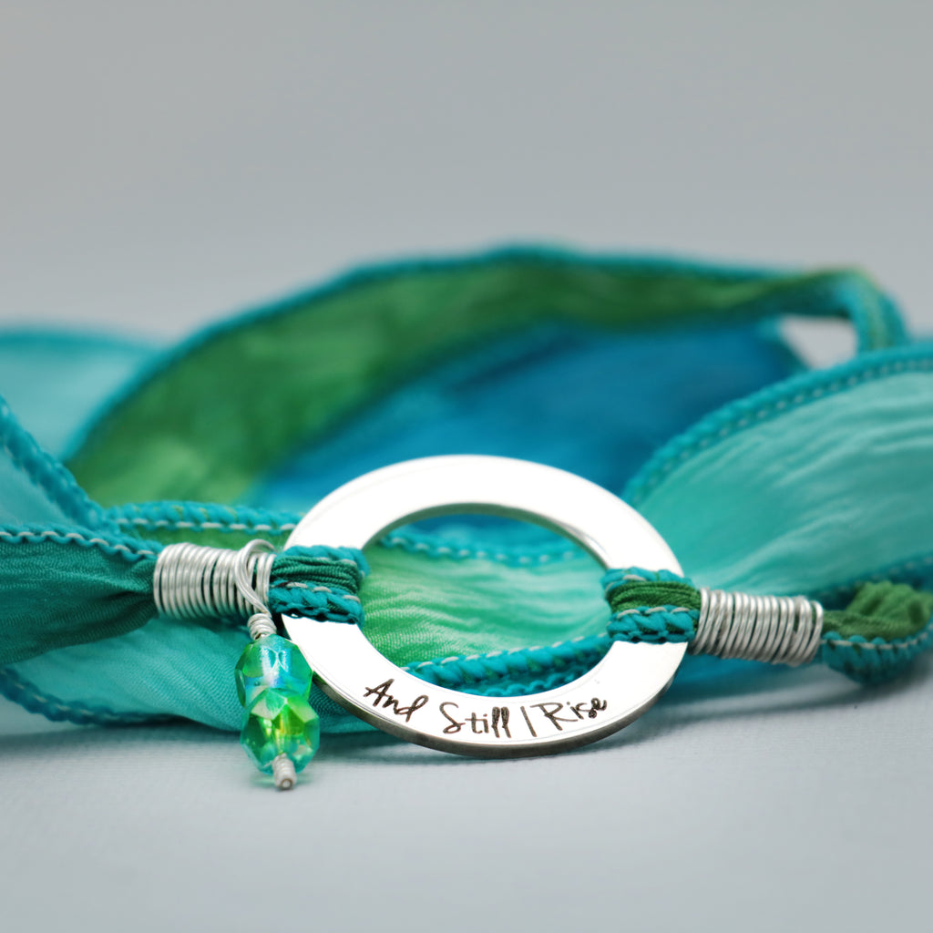 And Still I Rise - Inspirational Silk Ribbon Boho Bracelet | Moonkist Designs