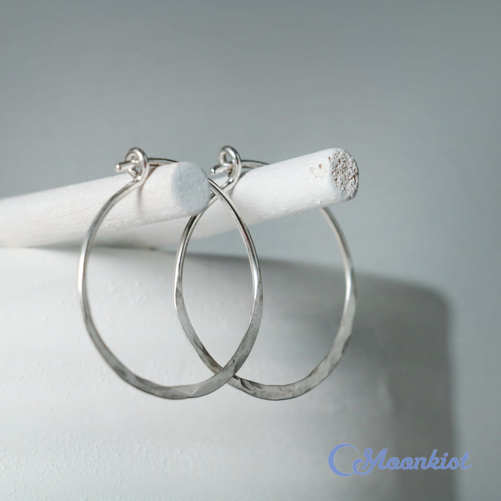 Simple Sterling Silver Hammered Hoop Earrings | Moonkist Designs
