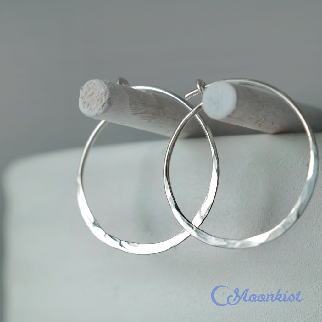 Simple Sterling Silver Hammered Hoop Earrings | Moonkist Designs
